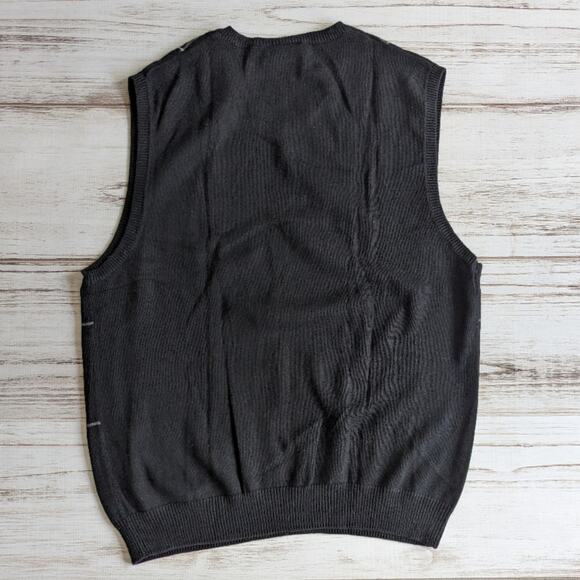 Haggar Black and White Windowpane Plaid Sweater Vest sz XL - Picture 4 of 6